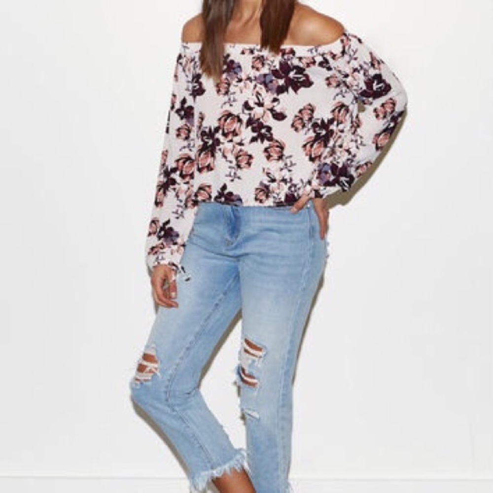 Kendall & Kylie Off the Shoulder Floral Blouse